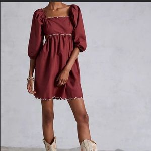 Anthropologie Scalloped Mini Dress Size L